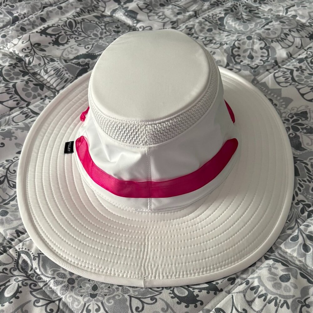 Tilley Endurables Airflo White Sun Hat Pink Ribbon L/G 7 1/2 - Picture 5 of 8